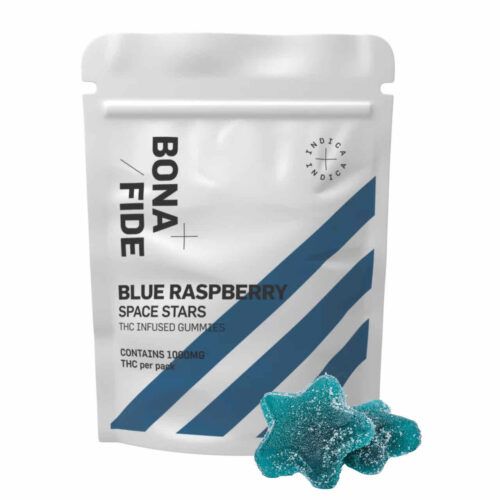 blue raspberry bonafide space stars gummies edibles gummy cannabis marijuana thc weed topshelfexpress top shelf express canadian canada delivery