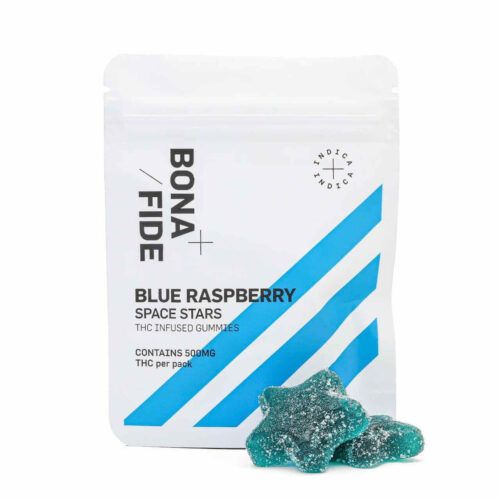 blue raspberry bonafide space stars gummies edibles gummy cannabis marijuana thc weed topshelfexpress top shelf express canadian canada delivery