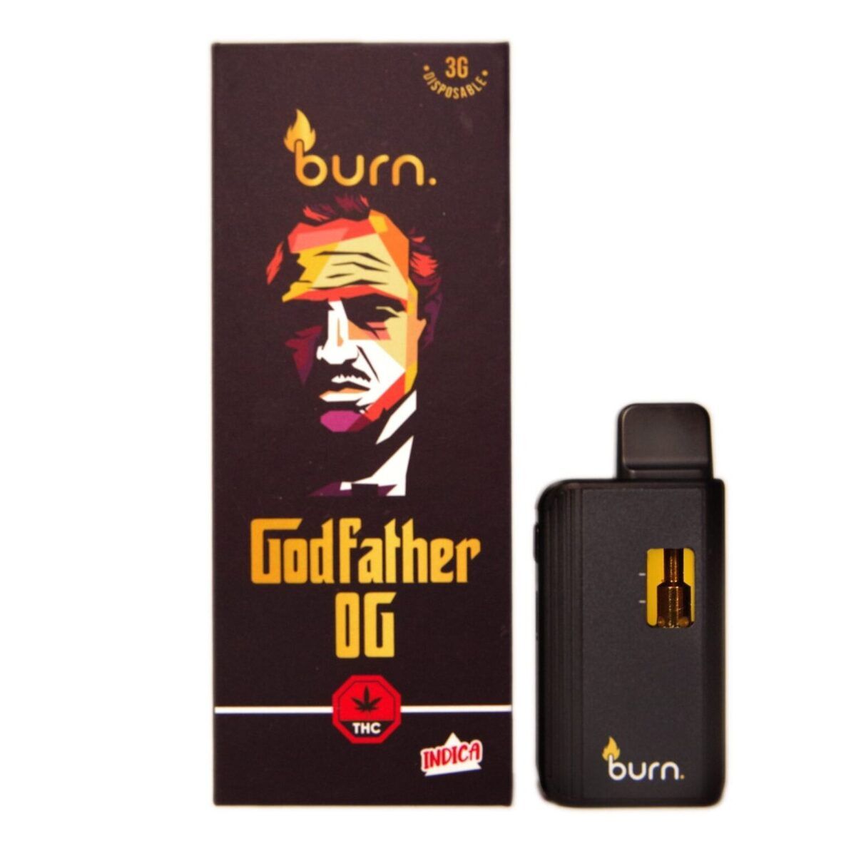 Burn Disposable Vapes Godfather OG (Indica) (3 Gram) Top Shelf Express