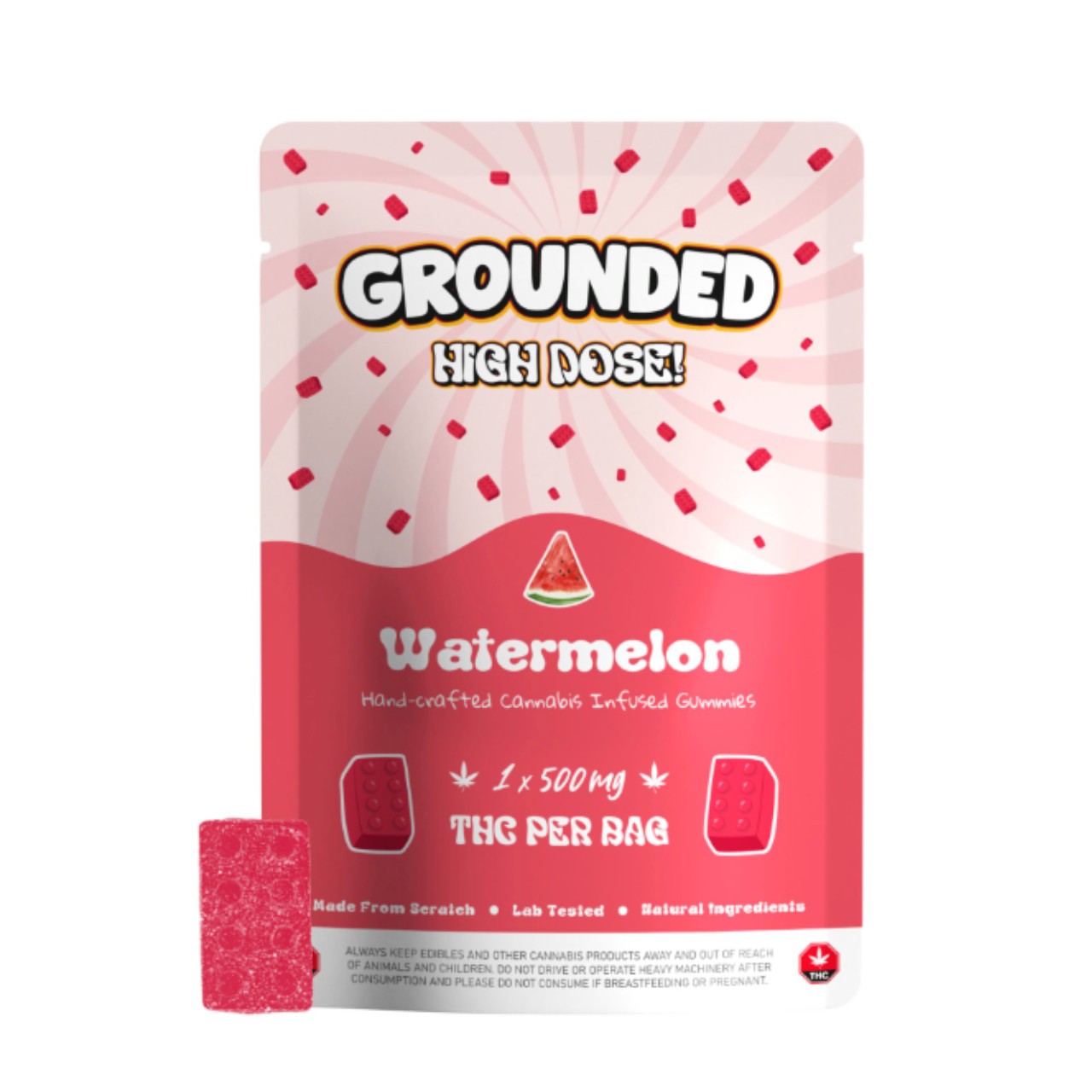 Grounded High Dose - Watermelon Brick 500mg THC
