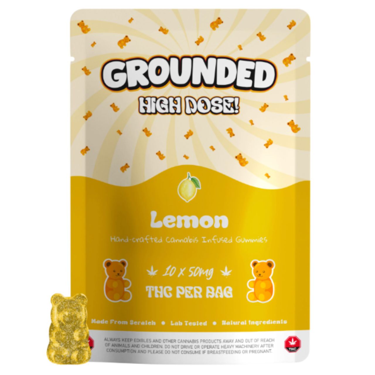 Grounded High Dose – Lemon Bears 500mg THC